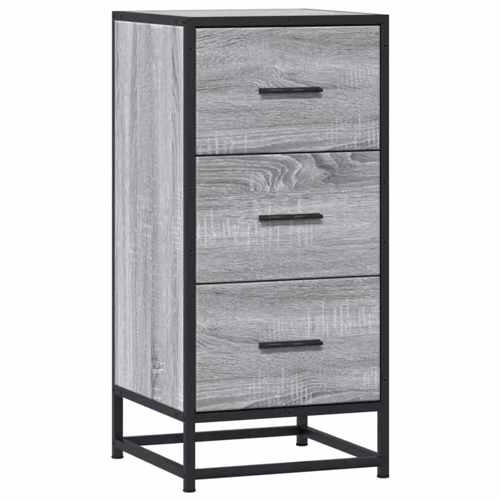 Berkfield Home Grey Sonoma Industrial Sideboard in Engineered Wood and Metal, W/D/H: 35.5 x 35 x 76 cm – 2