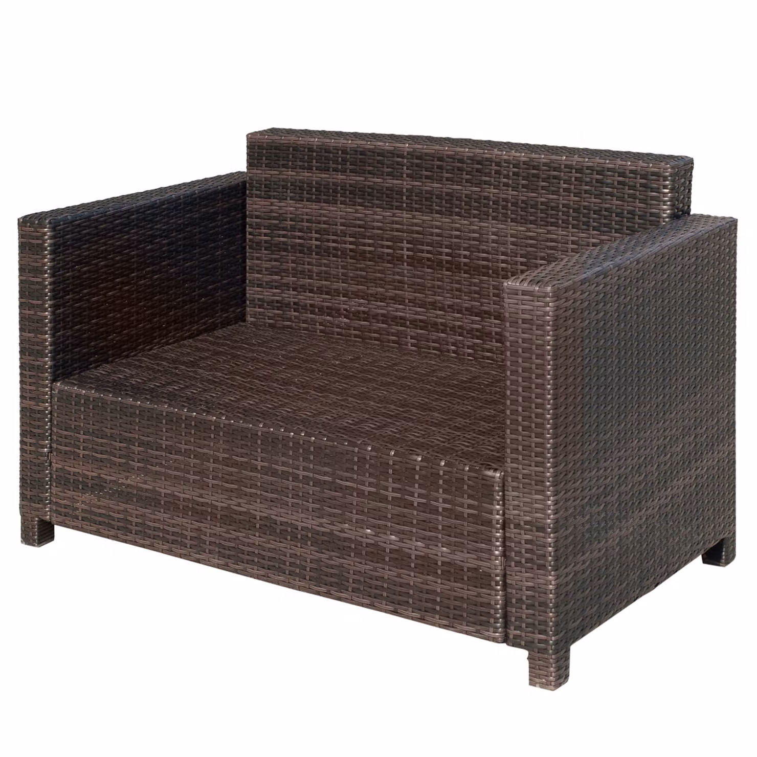 Outsunny 2 Seater Rattan Garden Sofa with Padded Fabric Cushions and Metal Frame, Mixed Brown – 7