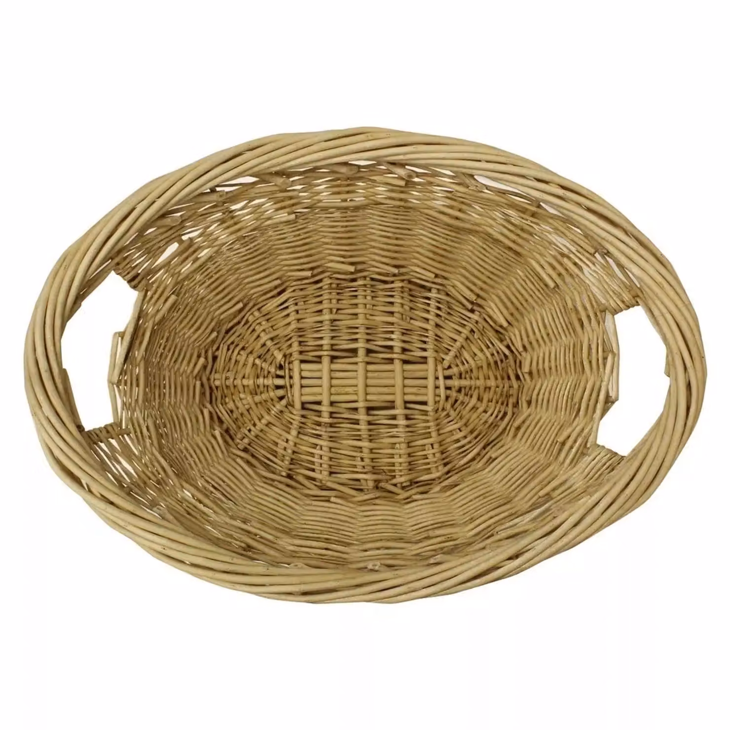 JVL Wicker Laundry Basket with Handles in Beige and Multicolour – 3