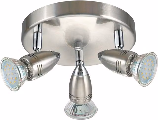 Loops 3 Spot Flush Ceiling Light in Chrome and Silver with GU10 LED Bulbs