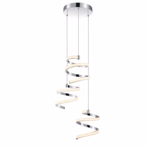 Cosylyte Nyah Modern Spiral Cluster LED Pendant Light, Chrome, W/D/H: 38 x 38 x 127 cm – 1