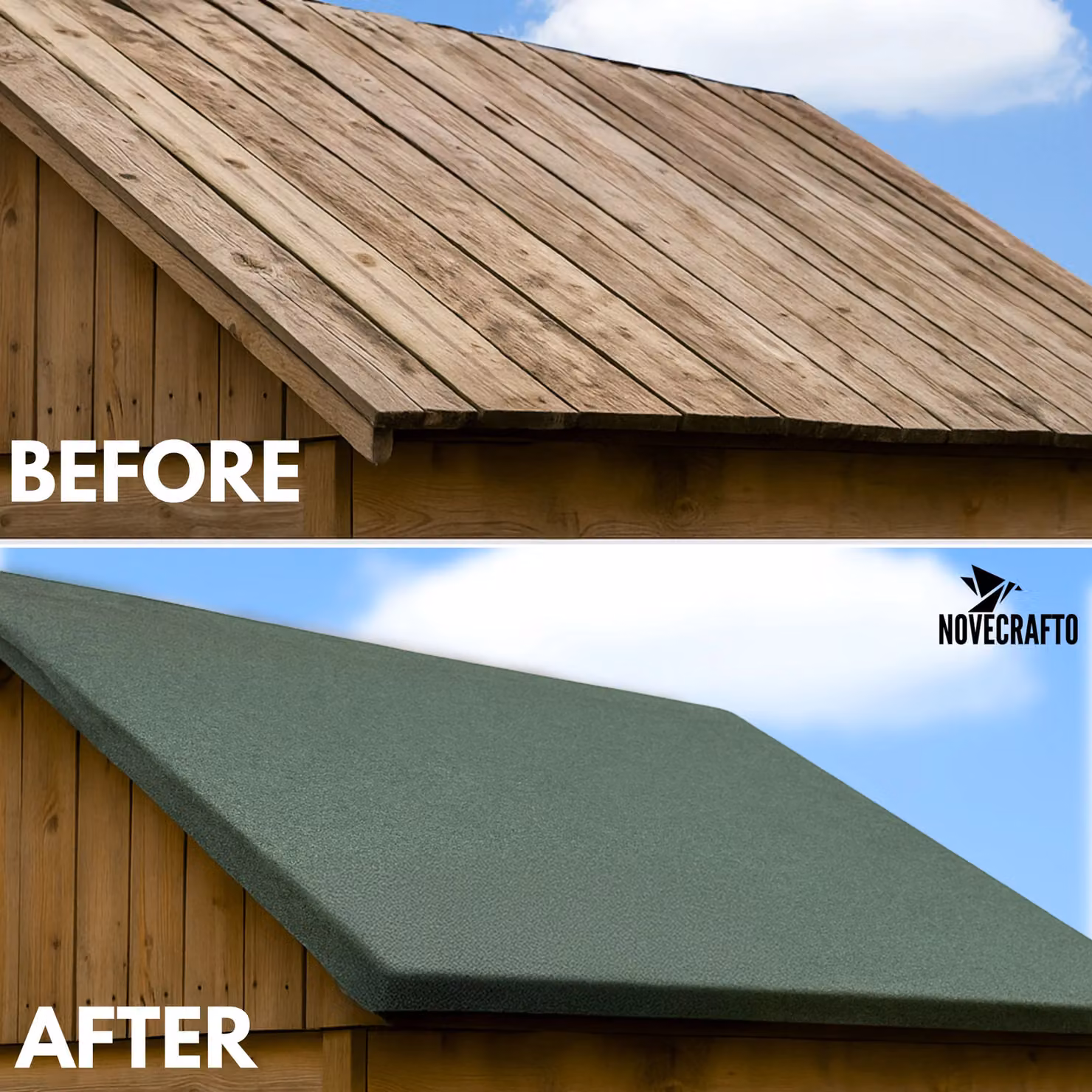 Novecrafto Heavy-Duty Green Polyester Shed Roofing Felt, W: 1 m, L: 10 m – 5