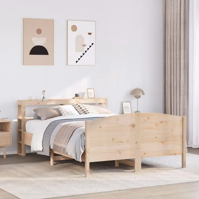 Berkfield Home Rustic Solid Wood Pine Bed Frame in Brown, W/D/H: 160 x 200 cm