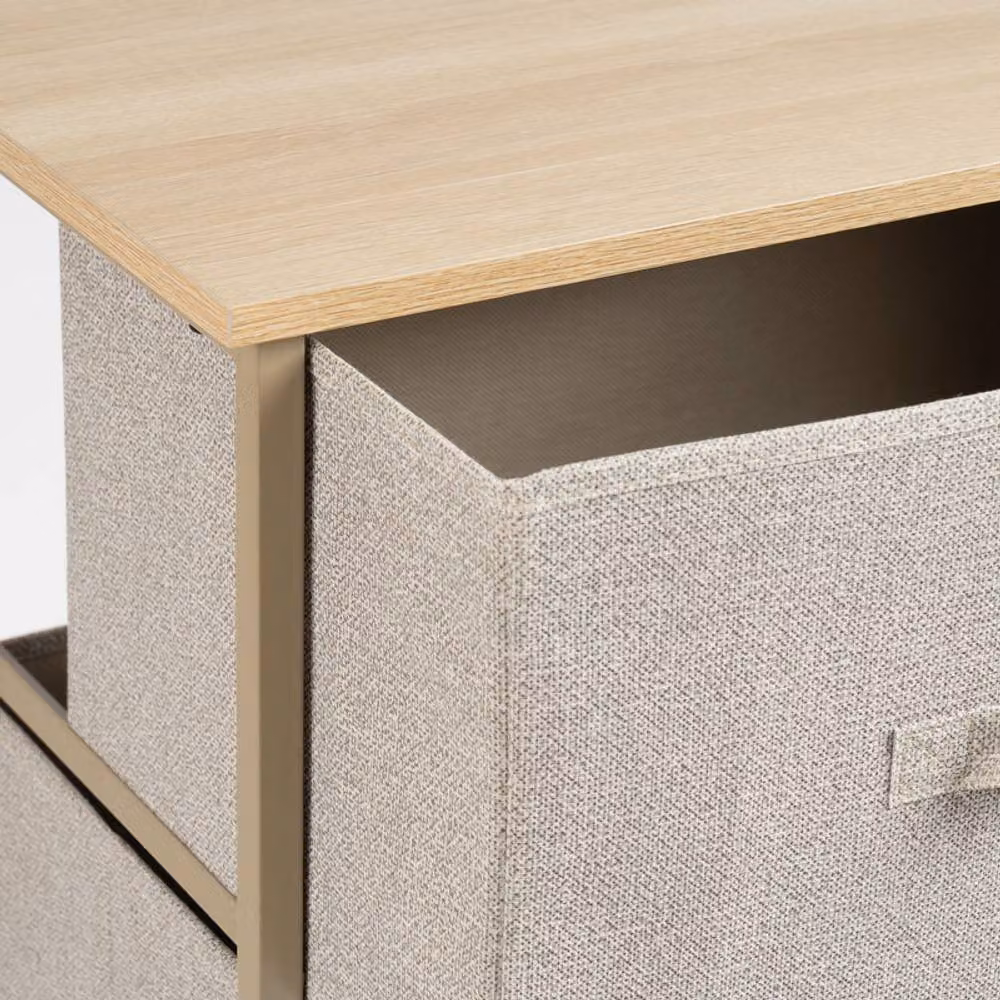 Scottish Everlastings Ltd 3 Drawer Beige Metal Cabinet with Beige Fabric Drawers W/D/H: 73 x 30 x 45 cm – 2