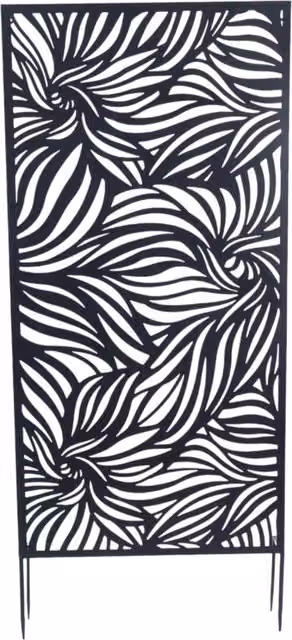 Ornate Collection Black Metal Freestanding Abstract Rectangular Garden Screen