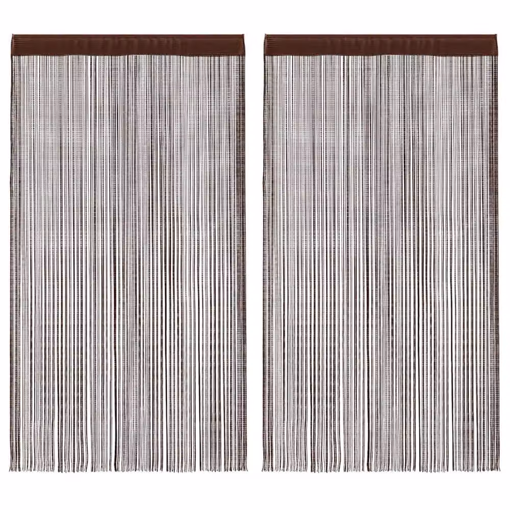 Berkfield Home String Curtains, 2 Pack, Brown, W: 140 cm, H: 250 cm – 2