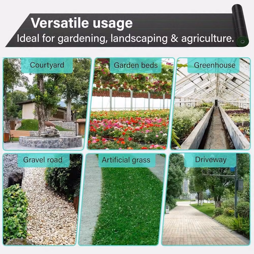 FLAVORA Heavy Duty Weed Control Membrane, Black, 1m x 10m – 3