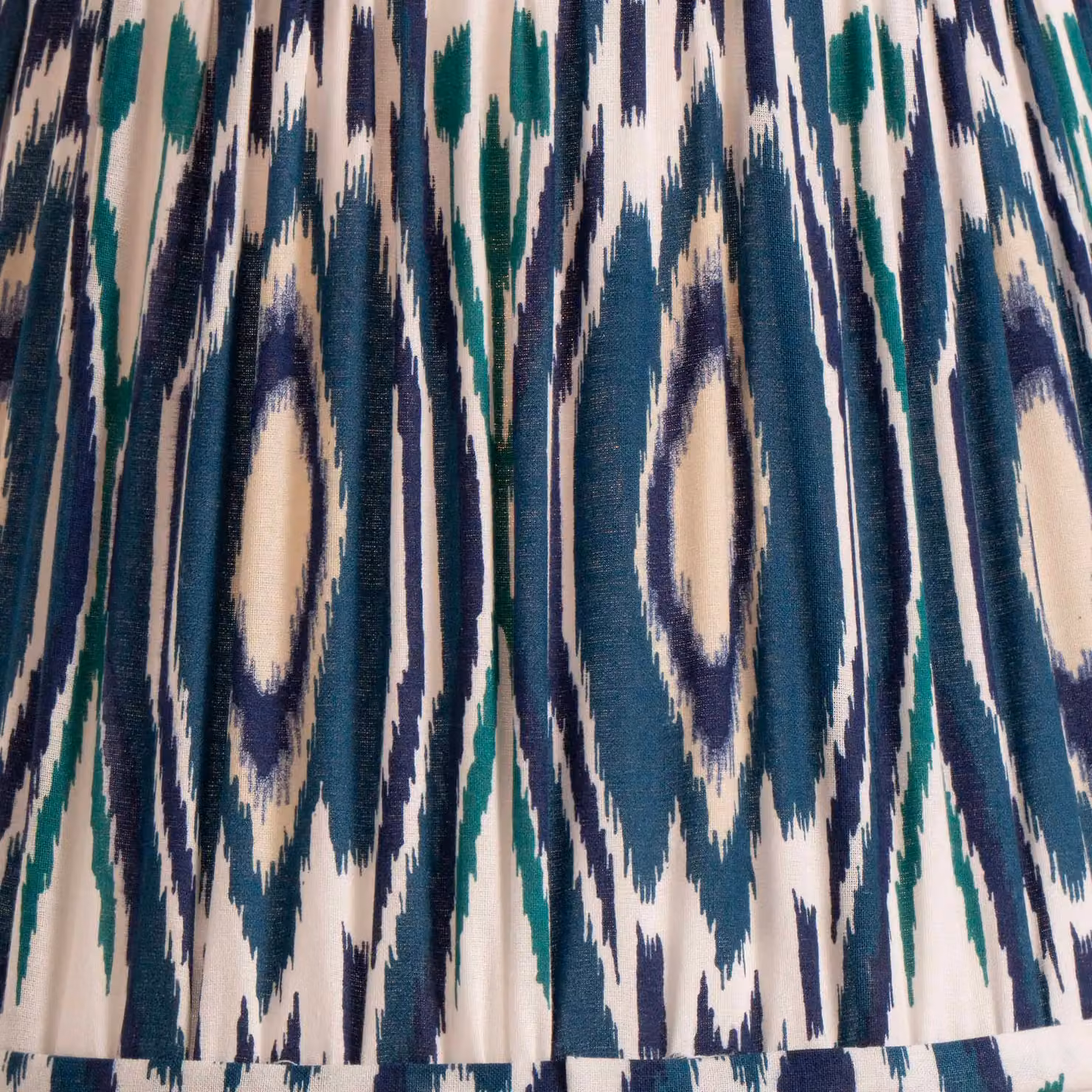 Ruma Blue Ikat Patterned Pleated Tapered Fabric Lampshade for Table Lamps, Diameter: 35.56 cm – 3
