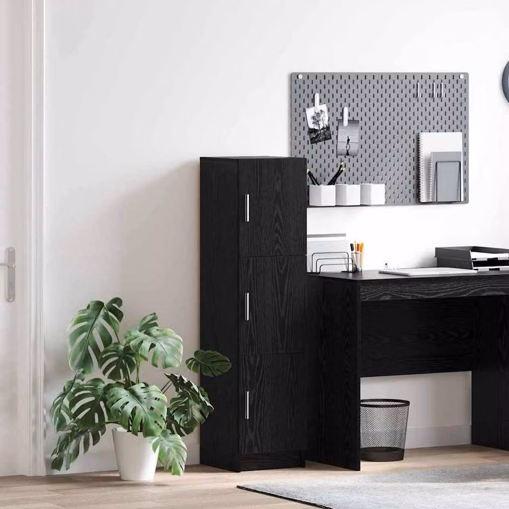 Berkfield Home Black Oak Sideboard in Black Oak MDF and Wood Veneer – 2