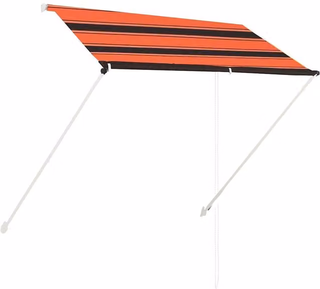 Berkfield Home Manual Retractable Striped Awning in Orange and Brown, W: 200 cm, D: 150 cm
