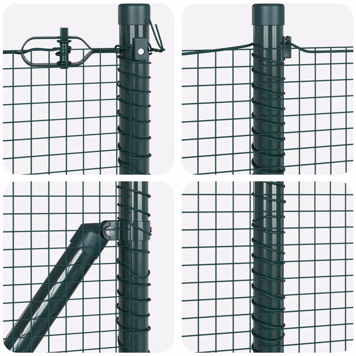 Berkfield Home Green Steel Welded Wire Fence with 13 Flanged Posts, 0.8 x 100 m – 3
