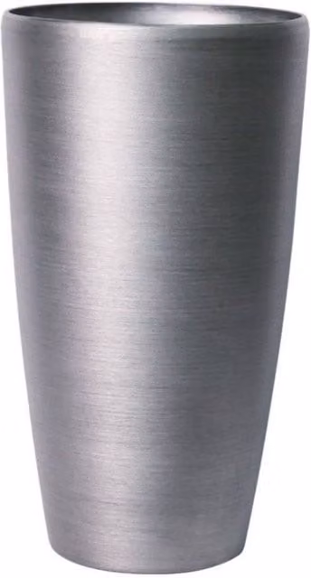 KDMD Brushed Steel Metallic Look Tall Planter in Silver, Height: 75.5 cm