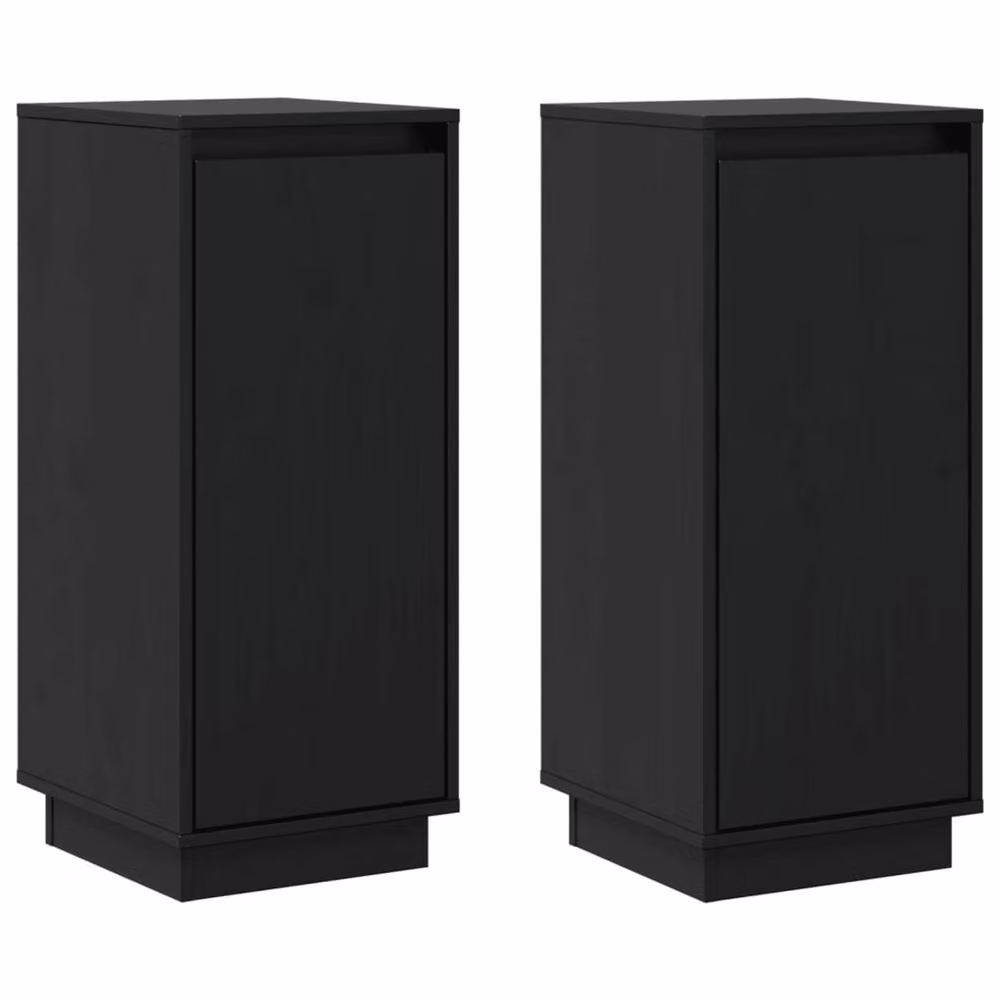 Berkfield Home Set of 2 Black Solid Wood Pine Sideboards, W/D/H: 31.5 x 34 x 75 cm – 2