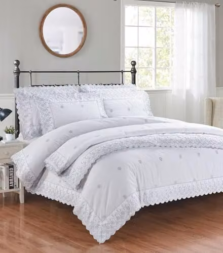 Rapport Home Gabrielle Vintage Floral Duvet Set in Silver and White, Polycotton, Duvet Cover 90 x 200 cm and Pillowcase 50 x 75 cm