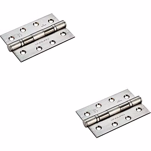 Loops 2 Pack Ball Bearing Butt Hinges in Satin Steel Silver, H x W x D: 102 x 68 x 2.2 mm