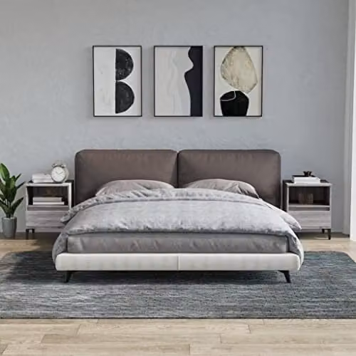vidaXL Set of 2 Grey Sonoma Bedside Cabinets, W/D/H: 40 x 35 x 50 cm – 2