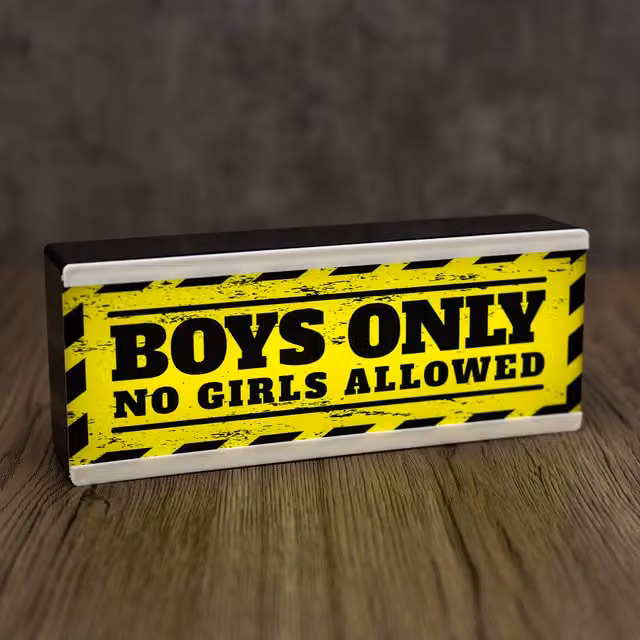 Echo Three LED Boys Only Wall Sign in Yellow and Black