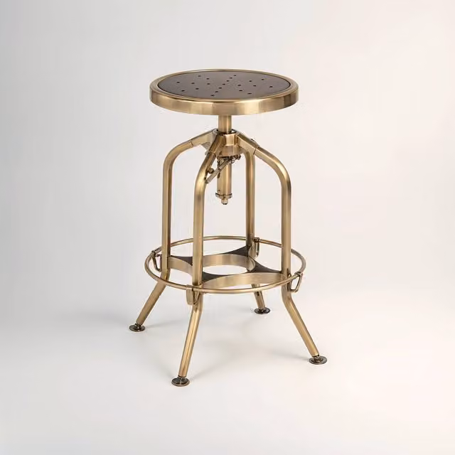 Interiors by Premier Gator Adjustable Bar Stool in Gold with Brass Finish