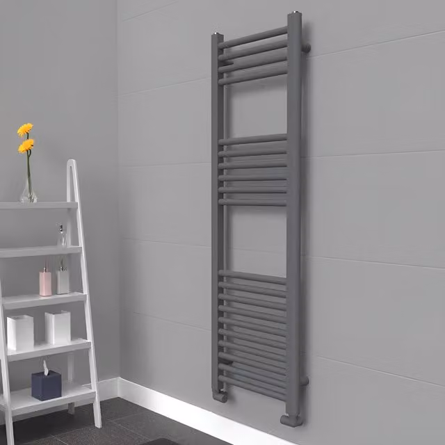 Lux Heat Anthracite Steel Towel Rail, Grey, W: 120 cm, H: 40 cm