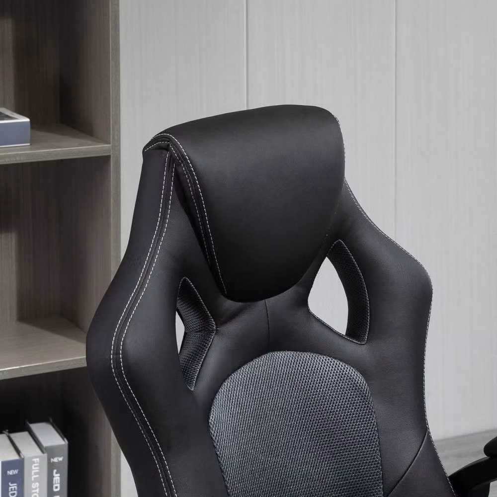FORGEVIO Executive Racing Swivel Gaming Office Chair in Black Synthetic Leather – 5
