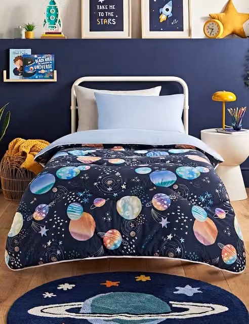 Nightlark Junior Coverless Duvet Set, 4.5 Tog, Navy Blue