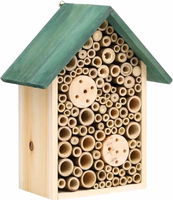 Berkfield Home Set of 2 Insect Hotels in Brown Solid Firwood, W/D/H: 23 x 14 x 29 cm