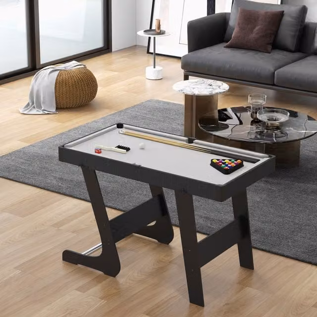 SPORTNOW Folding Billiard Pool Table Set in Grey