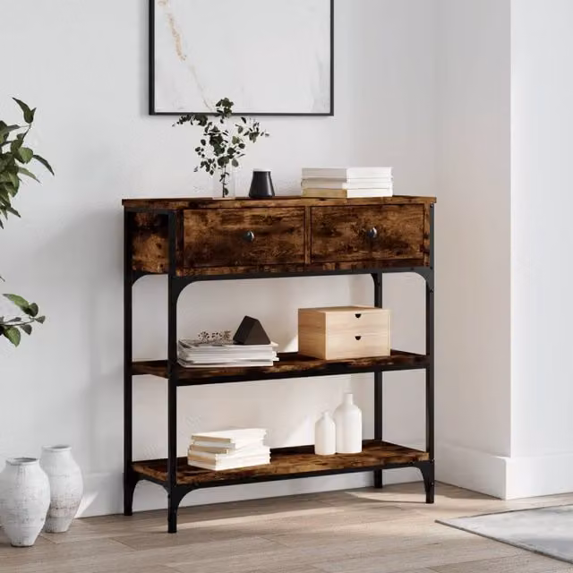Berkfield Home Smoked Oak Console Table, Brown, W/D/H: 72.5 x 25 x 75 cm – 1
