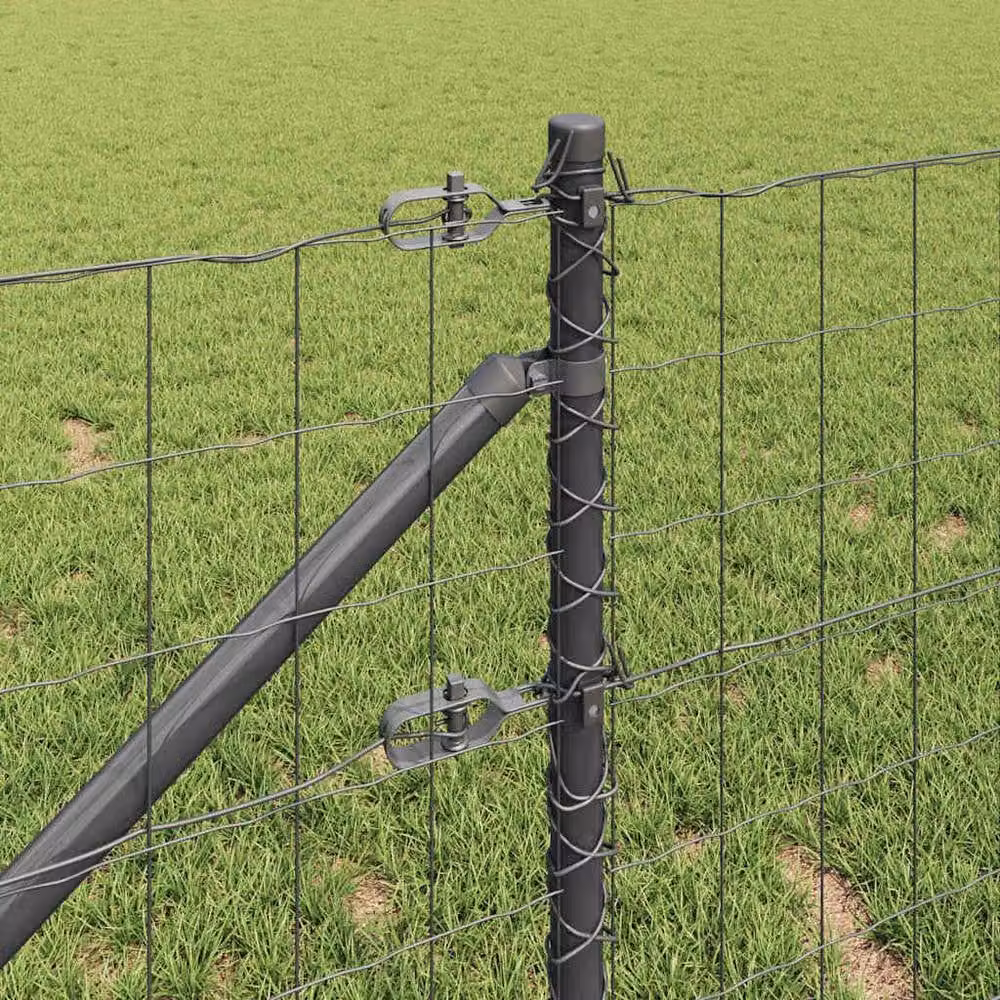 Berkfield Home Modern Euro Fence with 13 Spike Posts, Galvanised Steel, Grey and Dark Grey, W: 50 m, H: 0.4 m – 3