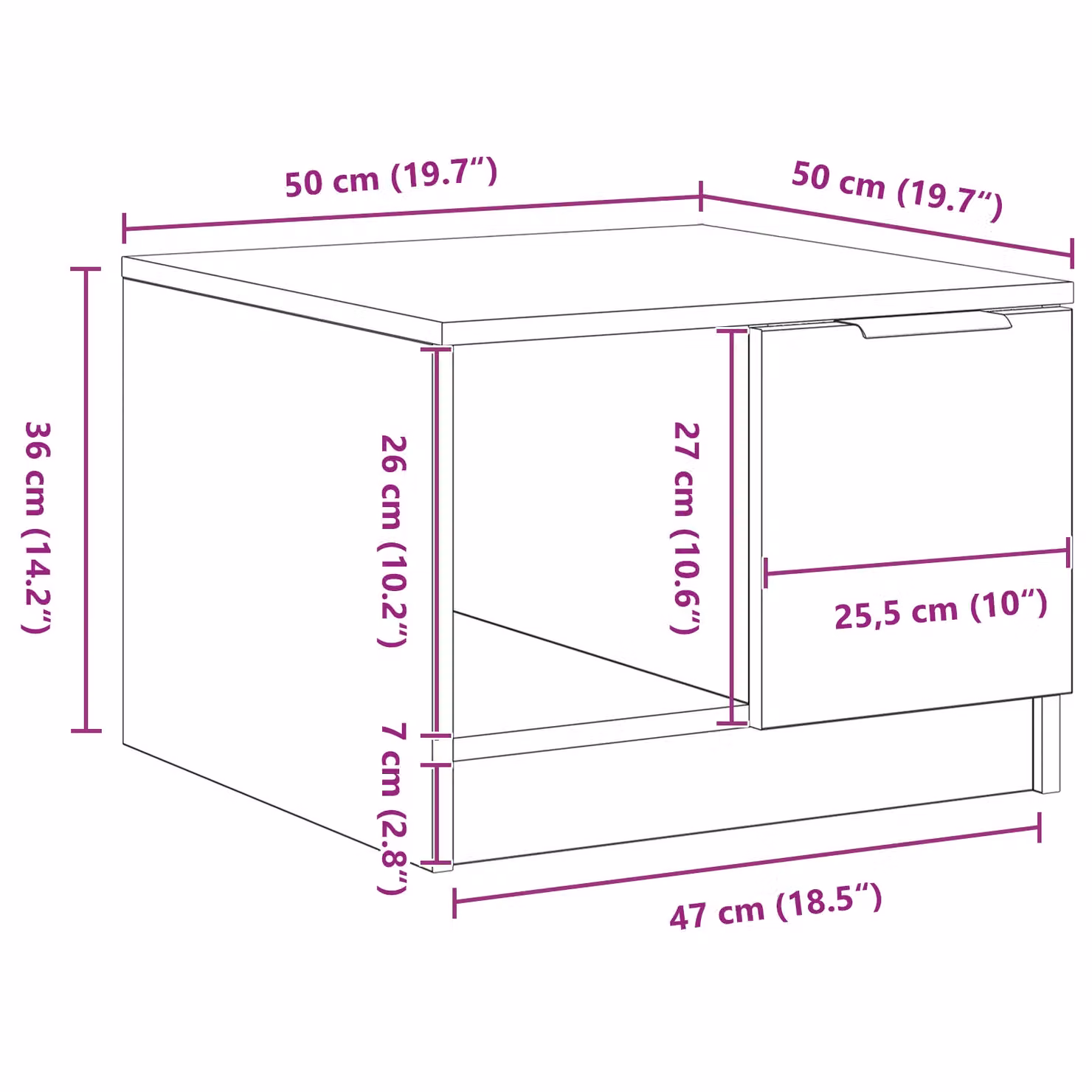 Berkfield Home Black Oak Coffee Table, W/D/H: 50 x 50 x 36 cm – 7