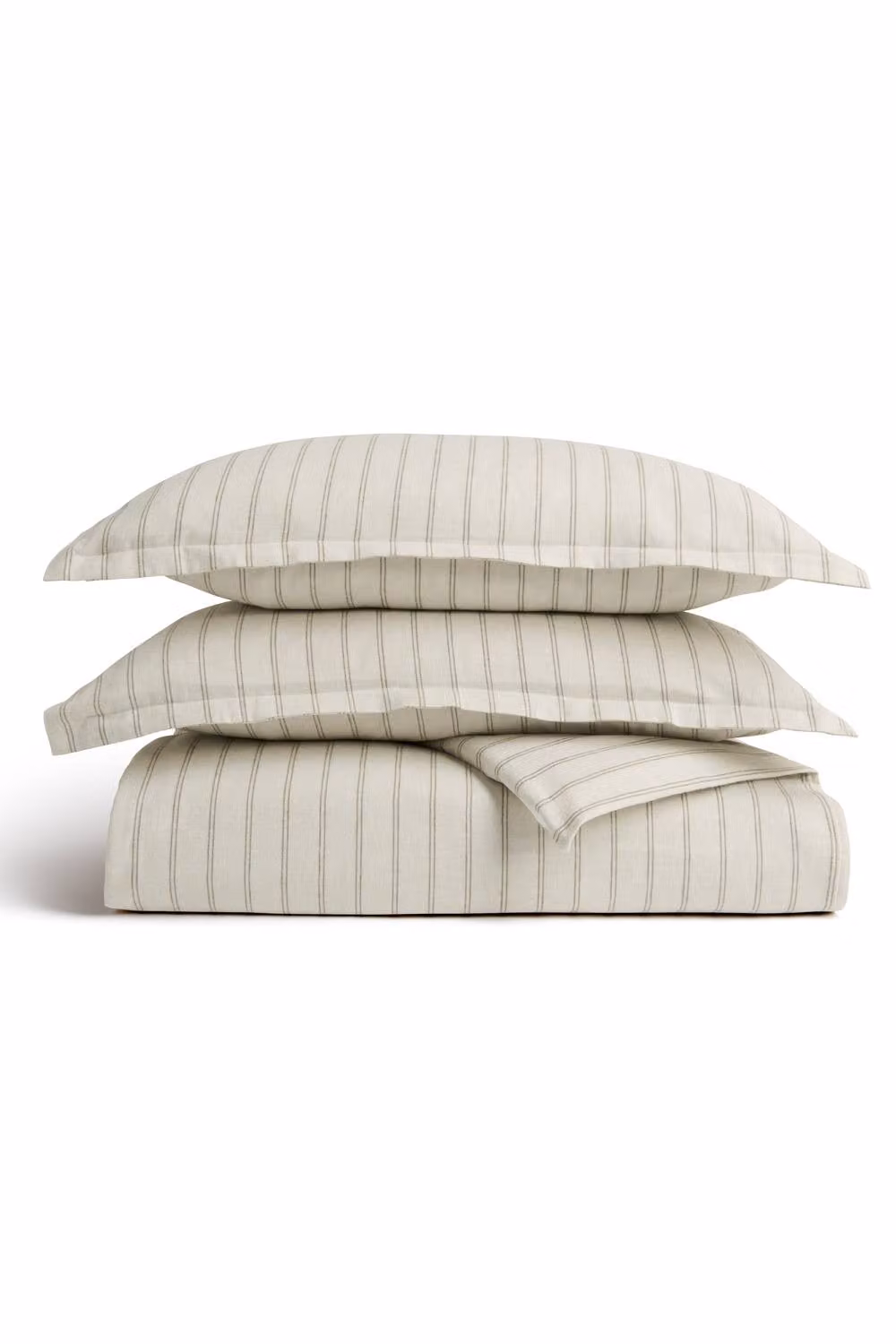 CHRISTY Flannel Striped 100% Brushed Cotton Duvet Set in Beige, Double (W: 200 cm, H: 140 cm) – 2