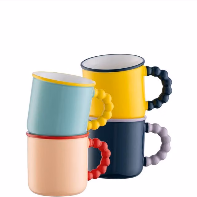 Belleek Living Bubble Bone China Mugs Set of 4 in Multicolour