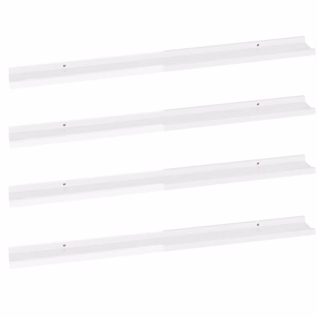 Berkfield Home Set of 4 High Gloss White Wall Mounted Shelves, W: 100 cm, D: 9 cm, H: 3 cm – 2