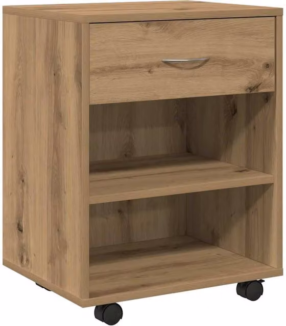 Berkfield Home Artisan Oak Rolling Cabinet in Brown, W/D/H: 46 x 36 x 59 cm – 1