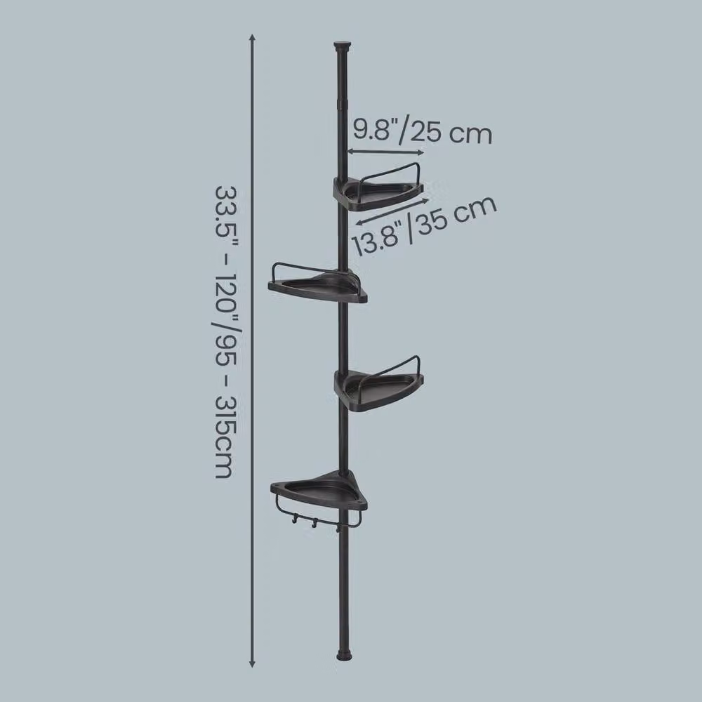 Kelvenix Black Matt Metal Corner Shower Shelf with Adjustable Shelves – 2