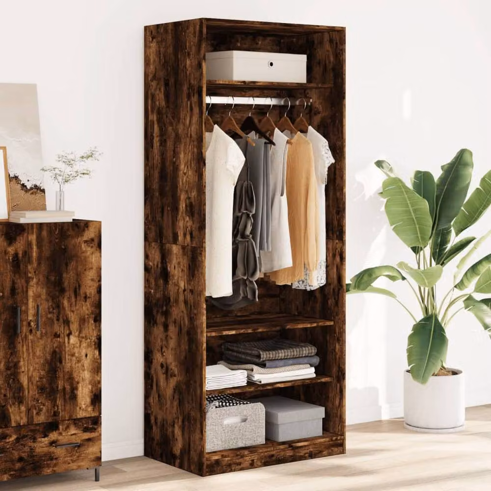 Berkfield Home Smoked Oak Wardrobe in Brown, W/D/H: 80 x 50 x 200 cm – 2
