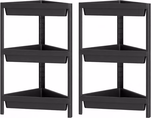 VOGREX 2-Pack 3-Tier Freestanding Corner Shower Caddy in Black