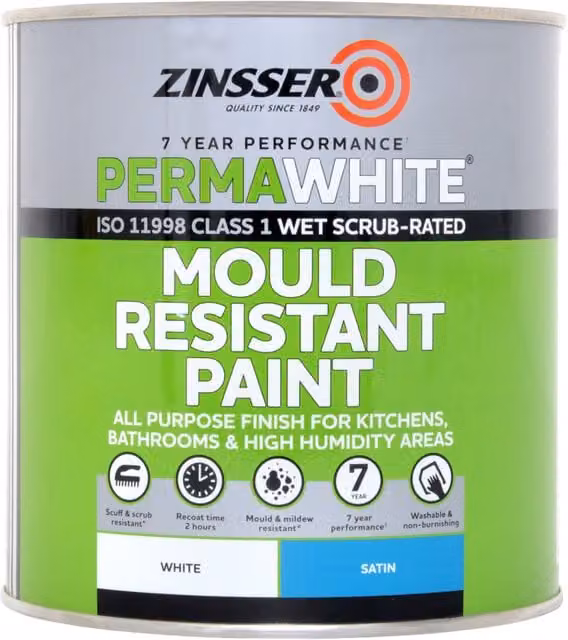 Zinsser Perma White Matt Interior Paint, White, 1 l