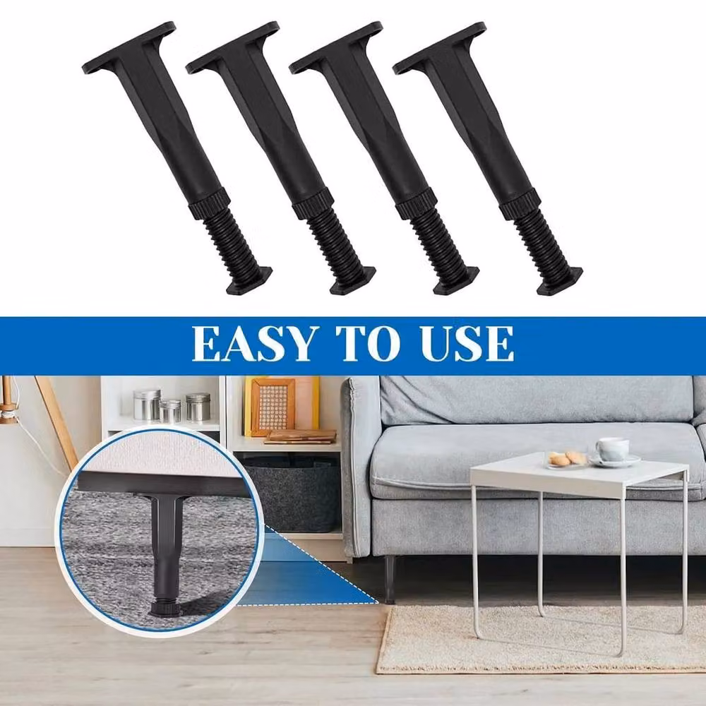KORVIXA 8-Piece Adjustable Bed Frame Support Legs in Black, Height: 52 cm – 3