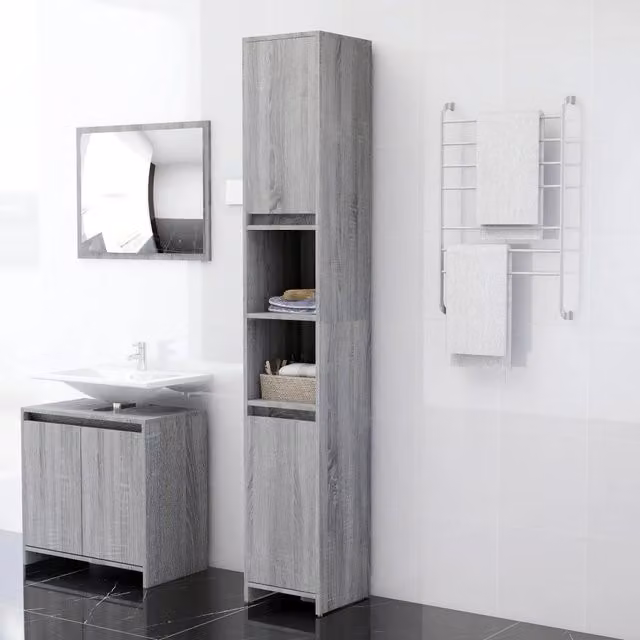 Berkfield Home Grey Sonoma Bathroom Cabinet, W/D/H: 30 x 30 x 183.5 cm – 1