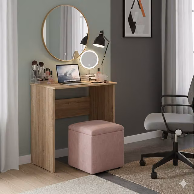Shefa Line Luna Compact Computer Desk in Sonoma Oak