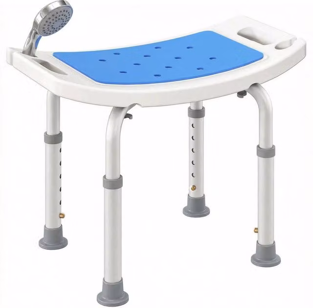 Havendro Adjust Aluminium Bath Stool Spa Chair in Blue with Non-Slip Legs and Drainage Seat – 1