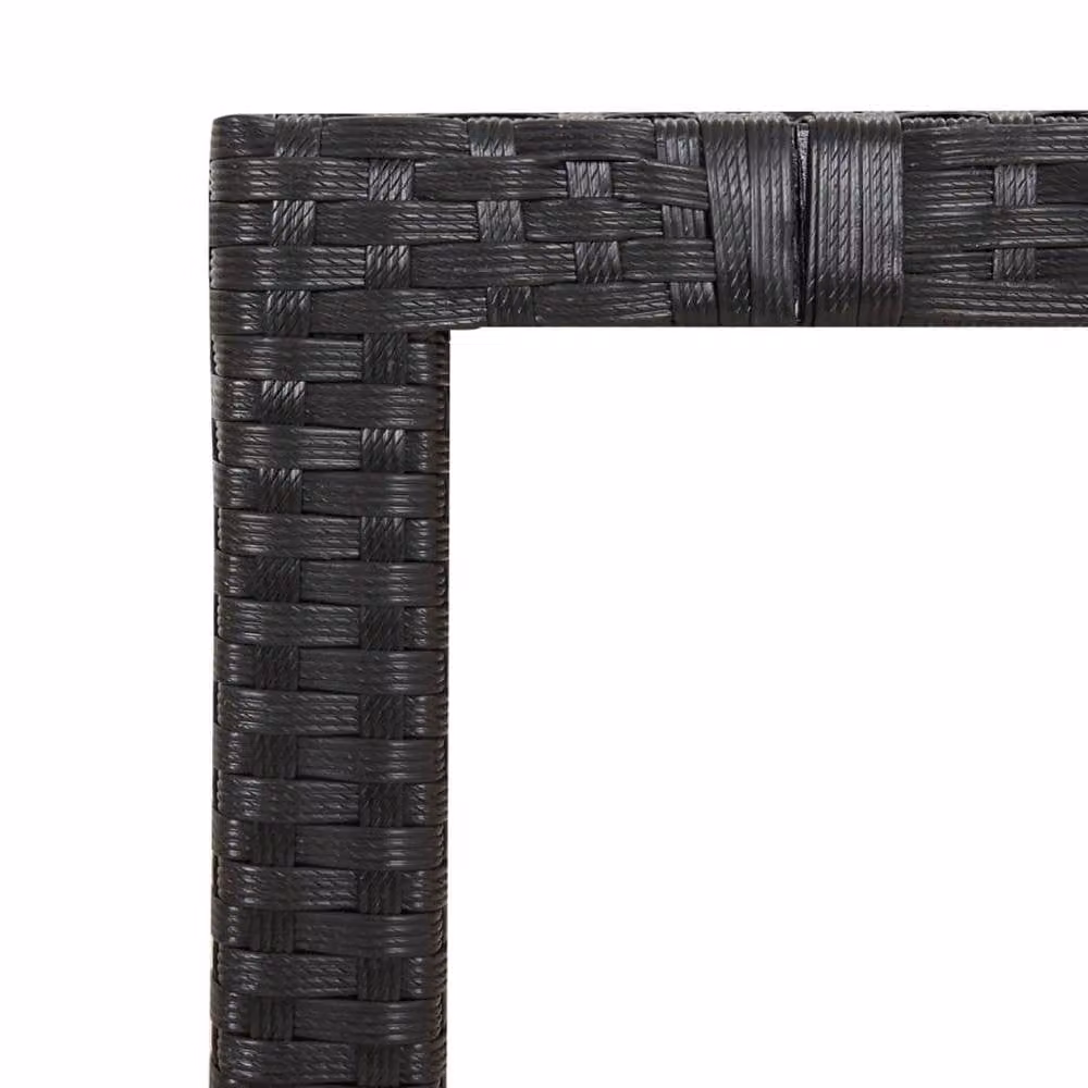 Berkfield Home Garden Table with Black Poly Rattan and Acacia Wood Top – 2