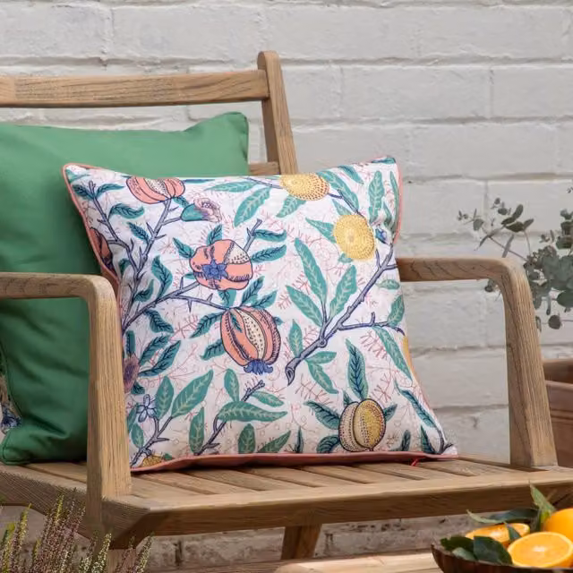 Morris & Co. Fruits Outdoor Cushion in Coral, Yellow and Multicolour, W/D/H: 45 x 45 x 45 cm – 1