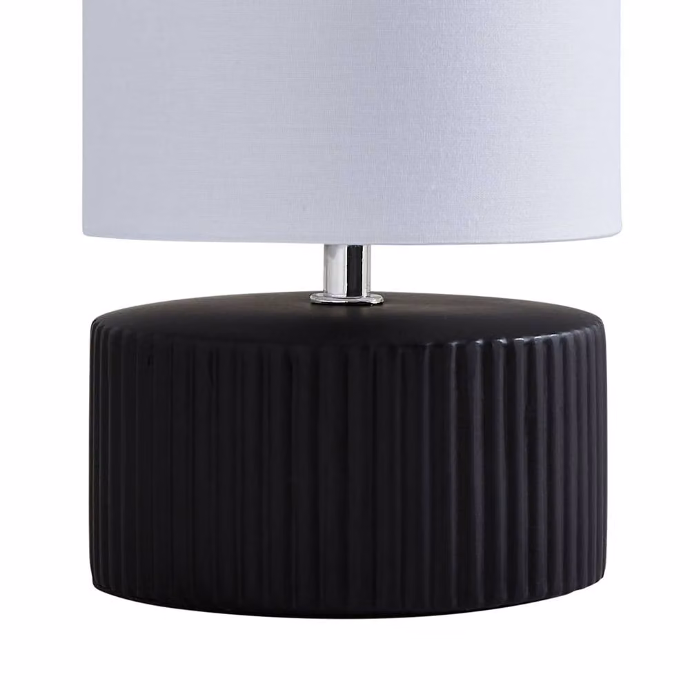 Pagazzi Linden Black Ribbed Ceramic Table Lamp H 29.5 x W 14.5 x D 14.5 cm – 3