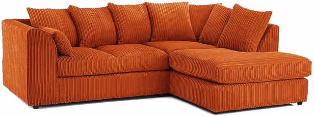 Bliss Furniture Right Hand L Shape Scatter Back Sofa in Orange Jumbo Cord Fabric