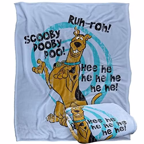 LOGOVISION Scooby Doo Officially Licensed Super Soft Fleece Throw Blanket, Multicolour and White, W/D/H: 152 x 127 cm