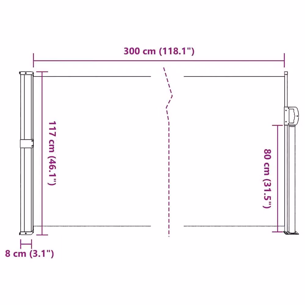 Berkfield Home Retractable Single Side Awning in Beige, W/H: 300 x 117 cm – 5