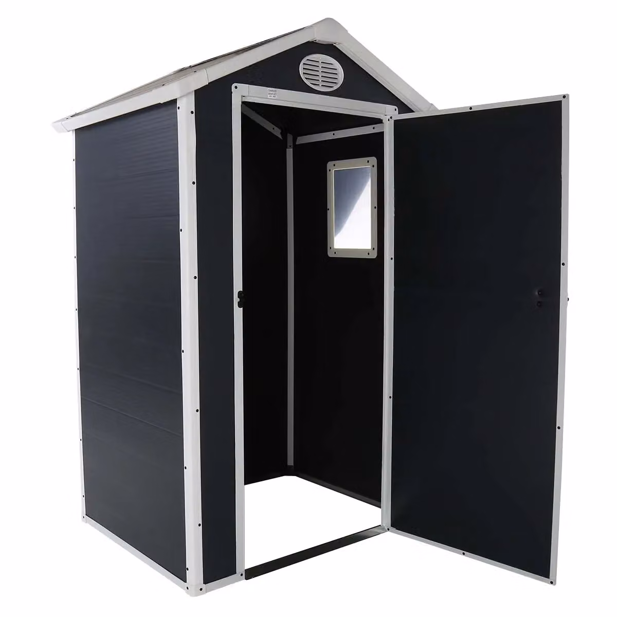 Charles Bentley Grey Plastic and Steel Gable Roof Garden Storage Shed with Window W/D/H: 204 x 103.632 x 104 cm – 3