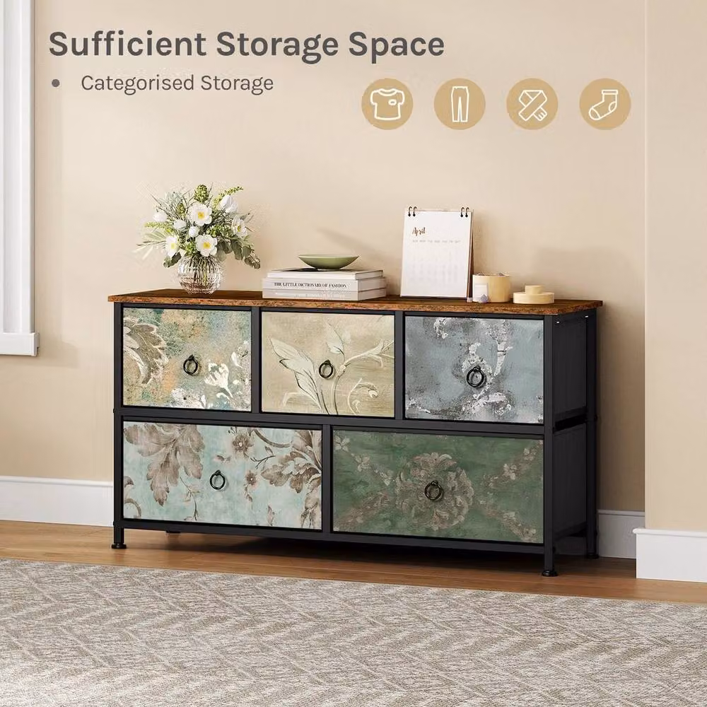 SPETLEK Floral Vintage Chest of Drawers in Multicolour – 3